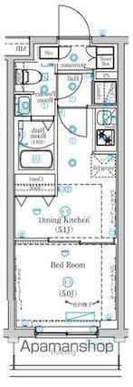 Ｍｉｎｄ　Ｈｉｇａｓｈｉｊｕｊｏ[1DK/25.51m2]の間取図