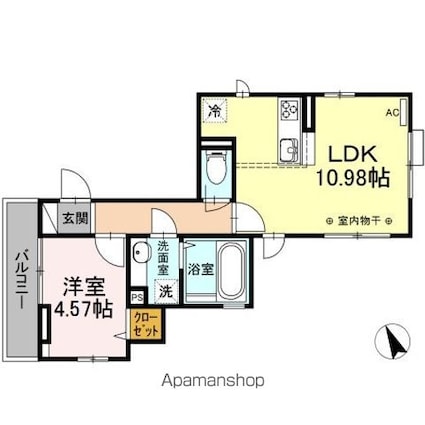 ＰＡＲＡＳ　ＹＡＨＩＲＯ[1LDK/38.45m2]の間取図
