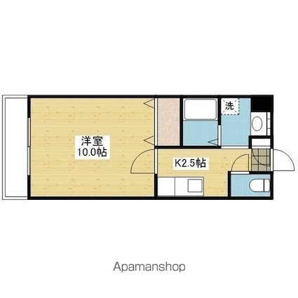 サンクレイドルカメヤマ[1K/29.16m2]の間取図