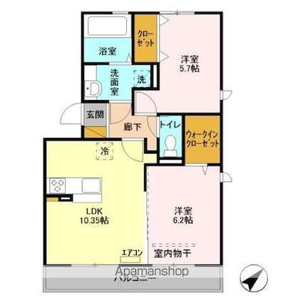 ラ・リアン　Ｃ・Ｄ　Ｃ棟[2LDK/52.54m2]の間取図