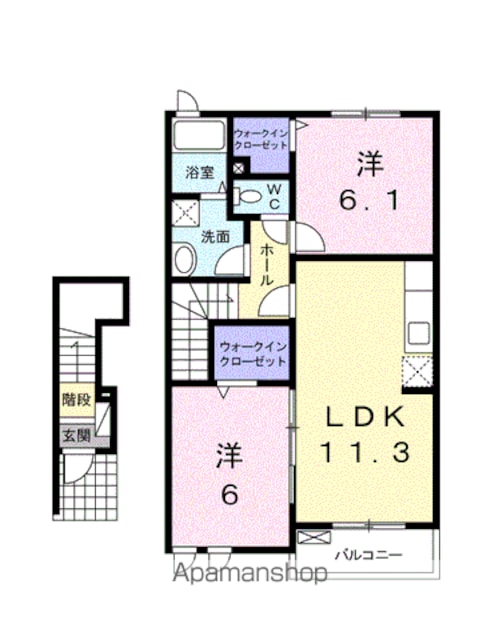 ＡＬＢＡ　Ａ[2LDK/57.58m2]の間取図
