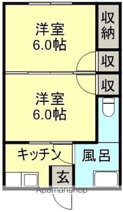 リバーハイツ[2K/33m2]の間取図