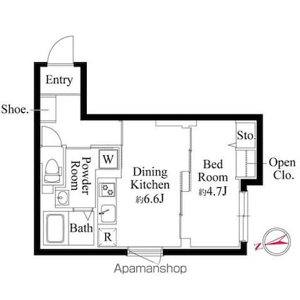 エクサム三軒茶屋Ⅳ[1DK/33.16m2]の間取図