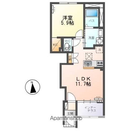 グラン　フェリシア（Ｇｒａｎｄ　Ｆｅｌｉｃｉａ）[1LDK/43.24m2]の間取図