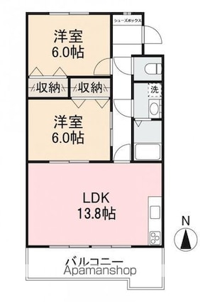 宮地マンション[2LDK/59.22m2]の間取図