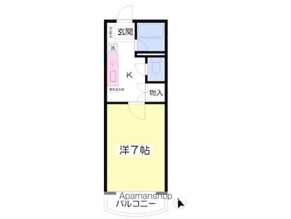 ピオーネ東光寺Ａ[1K/22.27m2]の間取図