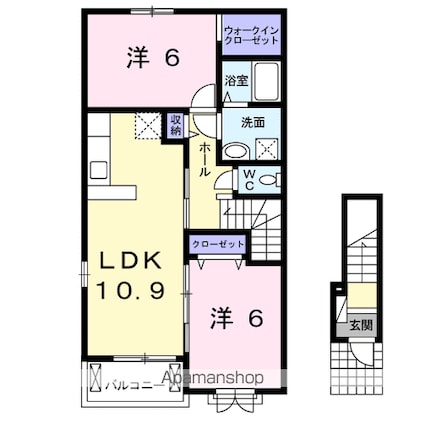 茨城県鹿嶋市大字宮津台[2LDK/57.19m2]の間取図