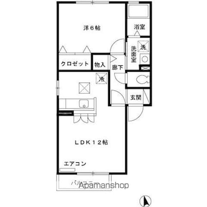 プライムコート　ＡＢ[1LDK/41.22m2]の間取図