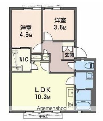 和歌山県和歌山市本脇[2LDK/46.8m2]の間取図