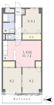 高浜レジデンス７[3LDK/66m2]の間取図