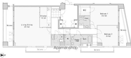 レジディア西麻布[2LDK/137.53m2]の間取図