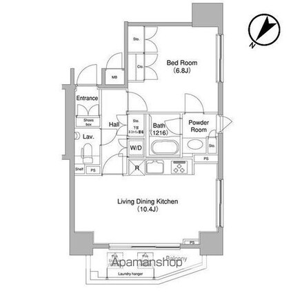 コンフォリア三宿[1LDK/45.48m2]の間取図
