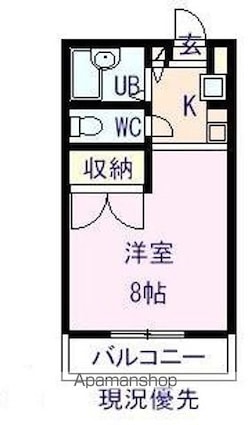 グランシャリオ[1K/22.58m2]の間取図