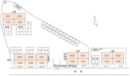 フォブールマルサンＡ・Ｂ・Ｃ[2LDK/55.89m2]の配置図