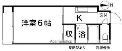 ドムス・ミワ東館[1K/20m2]の間取図