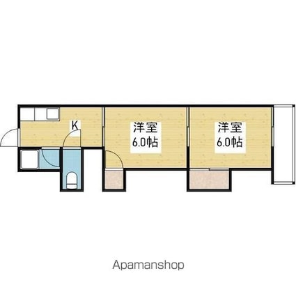 コーポ竹岡第２[2DK/26.73m2]の間取図