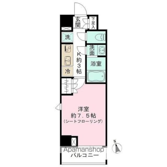 Ｓｕｎｆｌｏｗｅｒ　Ｇａｒｄｅｎ[1K/25.17m2]の間取図