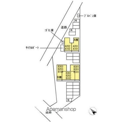 ゴールドウイング　Ｂ棟[2LDK/51.68m2]の配置図