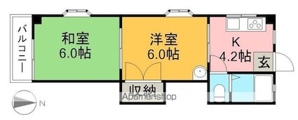 高知県高知市石立町[2K/31.3m2]の間取図