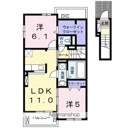 ボヌール高岡Ｂ[2LDK/57.54m2]の間取図