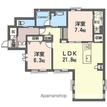 ヴィラ・グリナージュ[2LDK/81.64m2]の間取図