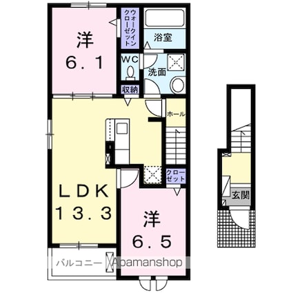 フィールドヒル　塩尻Ⅱ[2LDK/59.58m2]の間取図