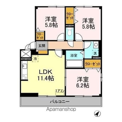 コンフォート新柏[3LDK/66.48m2]の間取図
