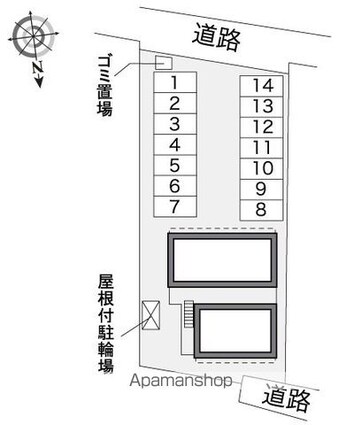 レオパレスサントピア[1K/20.28m2]の配置図