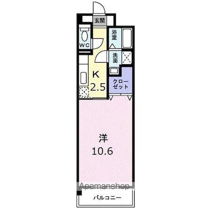 ヴィドゥ　カンパーニュ[1K/34m2]の間取図