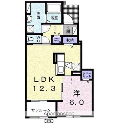 ベルフォーレ湯野Ｂ[1LDK/50.07m2]の間取図