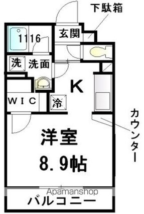 アバンサール[1K/30.51m2]の間取図
