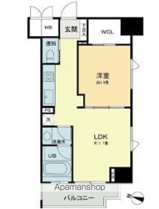 ベルファース本郷弓町[1LDK/40.73m2]の間取図