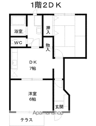 コーポラス朝来　Ａ[2DK/44.34m2]の間取図