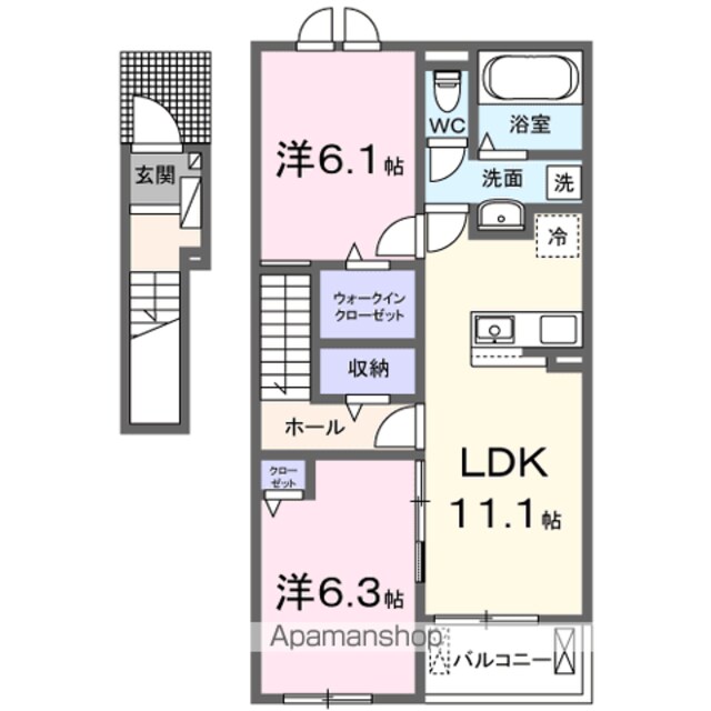 カルムメゾンＫ・Ⅲ[2LDK/58.6m2]の間取図