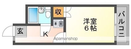 ジャルダン皆賀[1K/17m2]の間取図