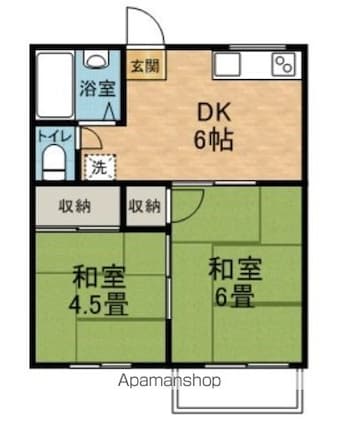 カーサヤマコシ[2DK/34.78m2]の間取図