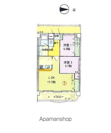 ウィステリアハイツ[2LDK/66.5m2]の間取図