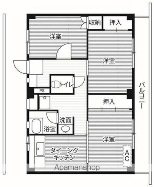 ビレッジハウス郷地２号棟[3DK/57.96m2]の間取図