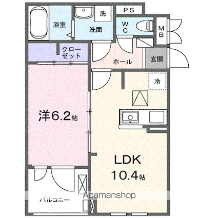 カーサ・ソレイユ　Ｂ[1LDK/40.14m2]の間取図