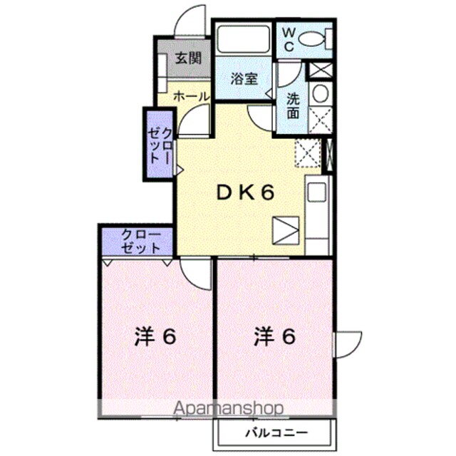 ニューライフセーダⅡ[2DK/42.77m2]の間取図