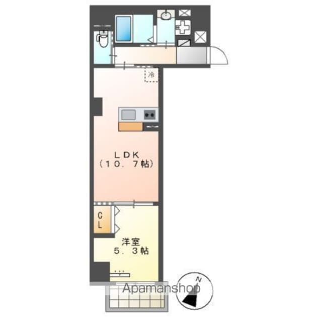 ウィスタリアコート[1LDK/40.48m2]の間取図