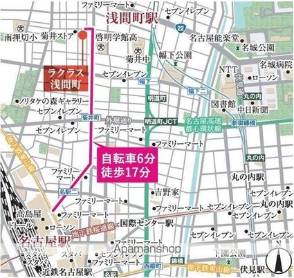 プランドール浅間町[1K/30.1m2]の配置図