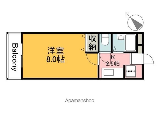 ウイング川内[1K/23.14m2]の間取図