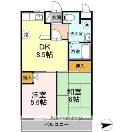 グリーンファミール[2DK/45.36m2]の間取図