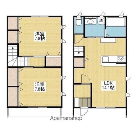 ＭＨＴメゾネット勝岡　Ｍ棟[2LDK/73.04m2]の間取図