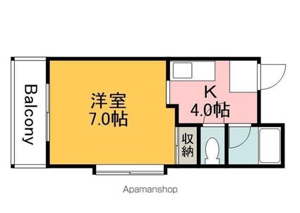 広島県広島市西区大芝１丁目[1K/22.4m2]の間取図