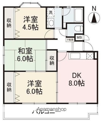 リッチアイランドⅡ[3DK/62.78m2]の間取図