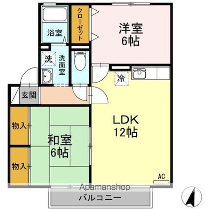 ファミーユ・ヴィラ　Ｂ・Ｃ　Ｃ棟[2LDK/55.2m2]の間取図