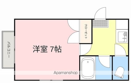 グランコート鹿野本町[1K/22.49m2]の間取図