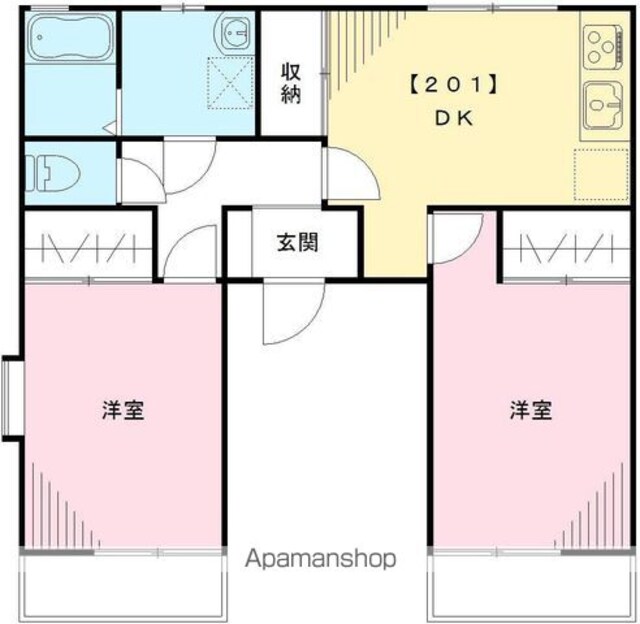 コーポオノハラ３号棟[2DK/51.15m2]の間取図